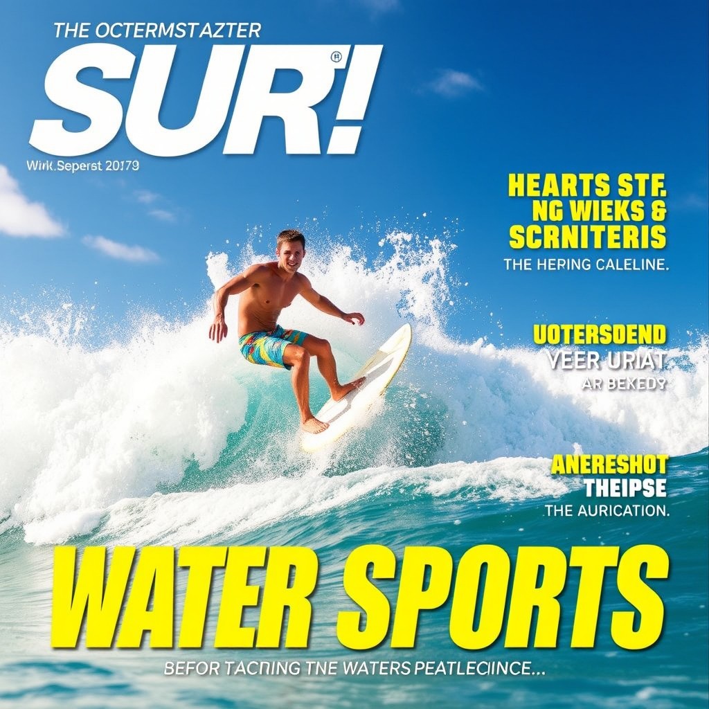 A dynamic and adrenaline-filled scene featuring a surfer skillfully riding a massive wave, showcasing their impressive balance and agility