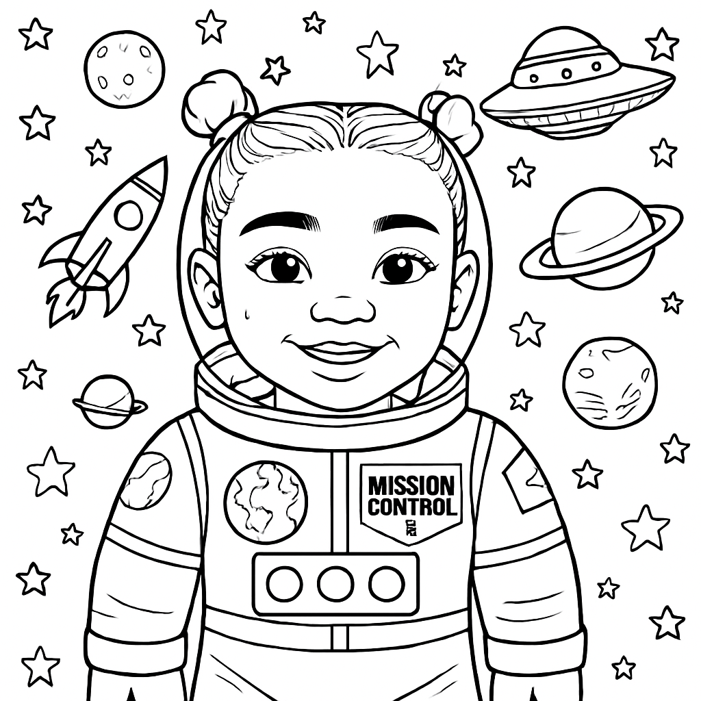 Can we add more stars and planets, a spaceship ship to the background of this picture and take off the word astronaut