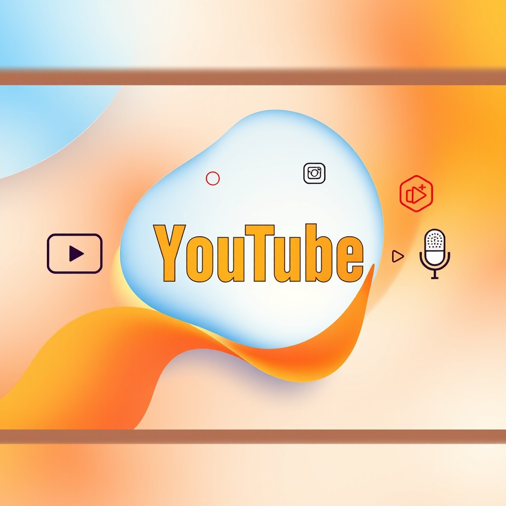 A captivating and vibrant YouTube channel banner featuring an abstract design with soft gradients of blue and orange, incorporating dynamic geometric shapes