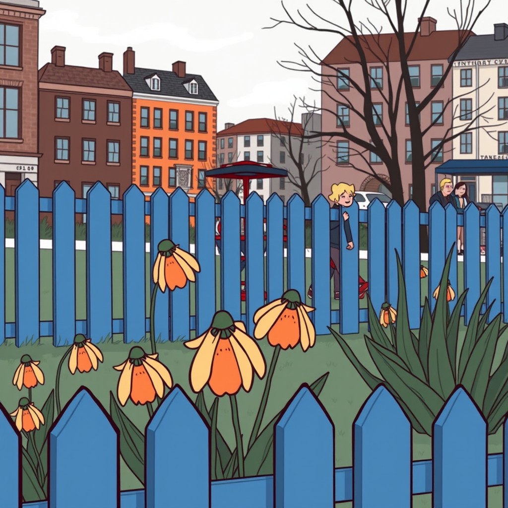 A close-up scene in Capital City focusing on the details of a grey day