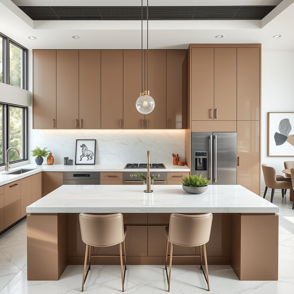 A luxurious contemporary kitchen showcasing elegant cabinetry design