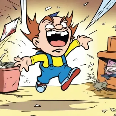 In the cartoon series, the volatile character's temper tantrums resulted in objects flying and causing mayhem everywhere.