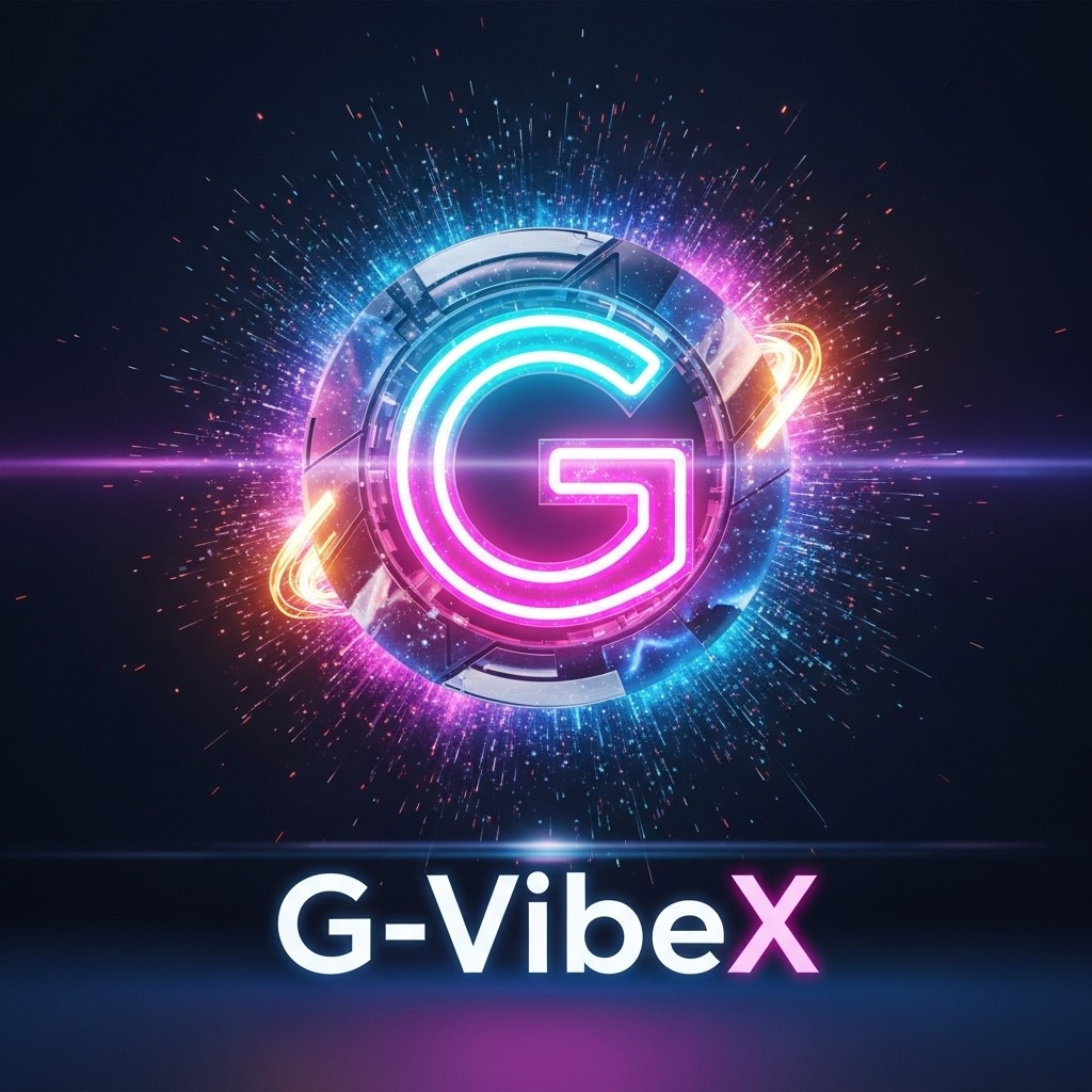 3D ultra-realistic YouTube logo for a channel named 'G-VibeX'