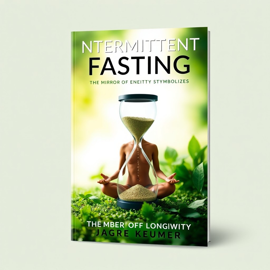 A captivating book cover design featuring the theme of intermittent fasting symbolizing longevity