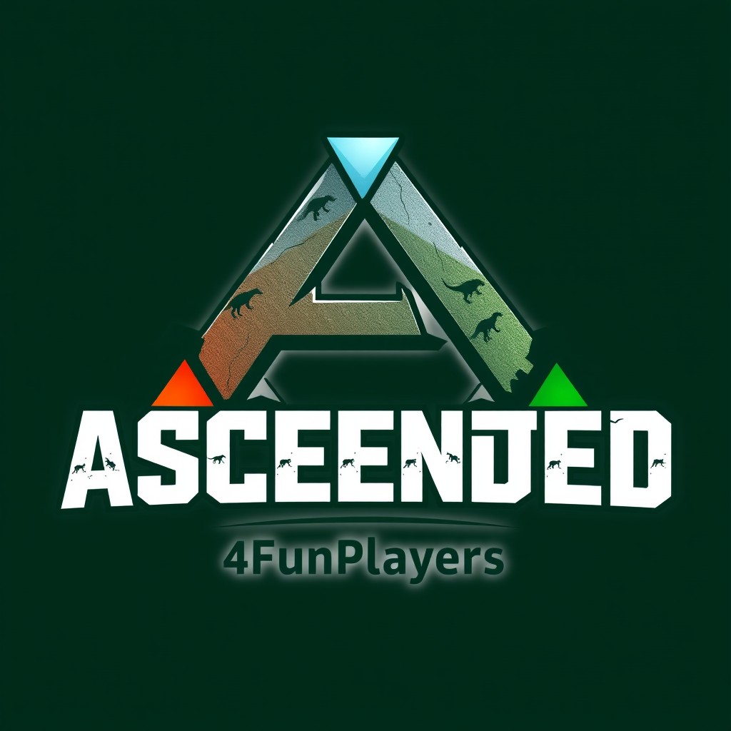 A sleek and modern logo design featuring the title 'Ark Ascended' alongside the text '4FunPlayers'