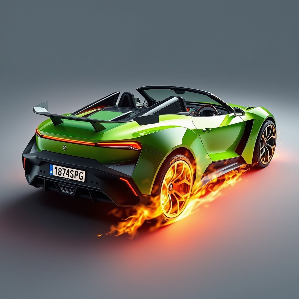 Stunning Neon Green Convertible Concept Car with Rally Wheels