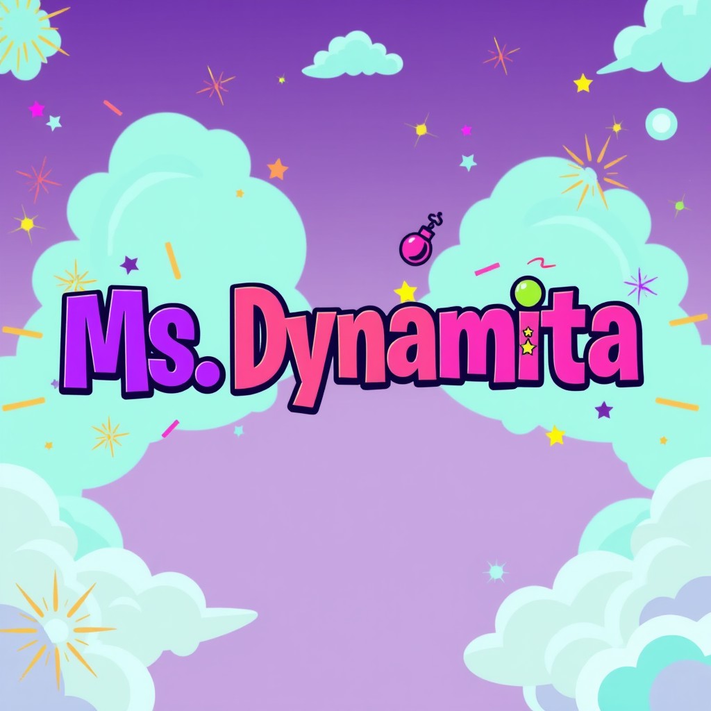 A fun and colorful title label reading 'Ms