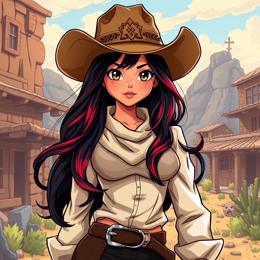 Create an illustration of a charismatic Latina character in a vibrant RPG art style
