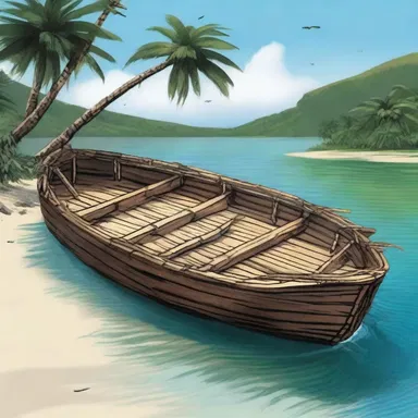 The protagonist built a balsa wood raft to escape from the deserted island in the novel.
