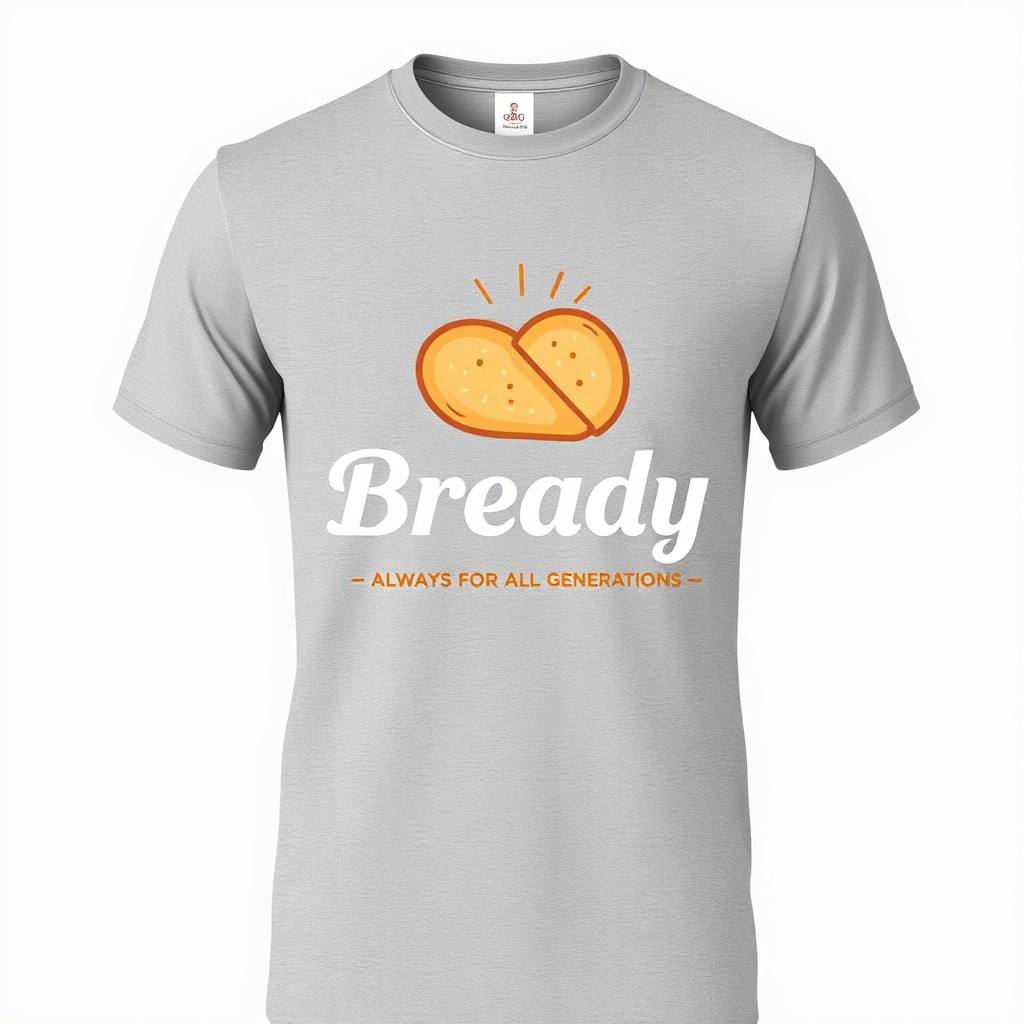 A stylish grey t-shirt design for employees of Bready Bakery, featuring a modern and easily readable font
