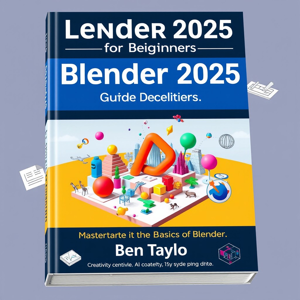 A visually inviting book cover for 'Blender 2025 Guide for Beginners' by Ben Taylor, focusing on mastering the basics of 3D creation