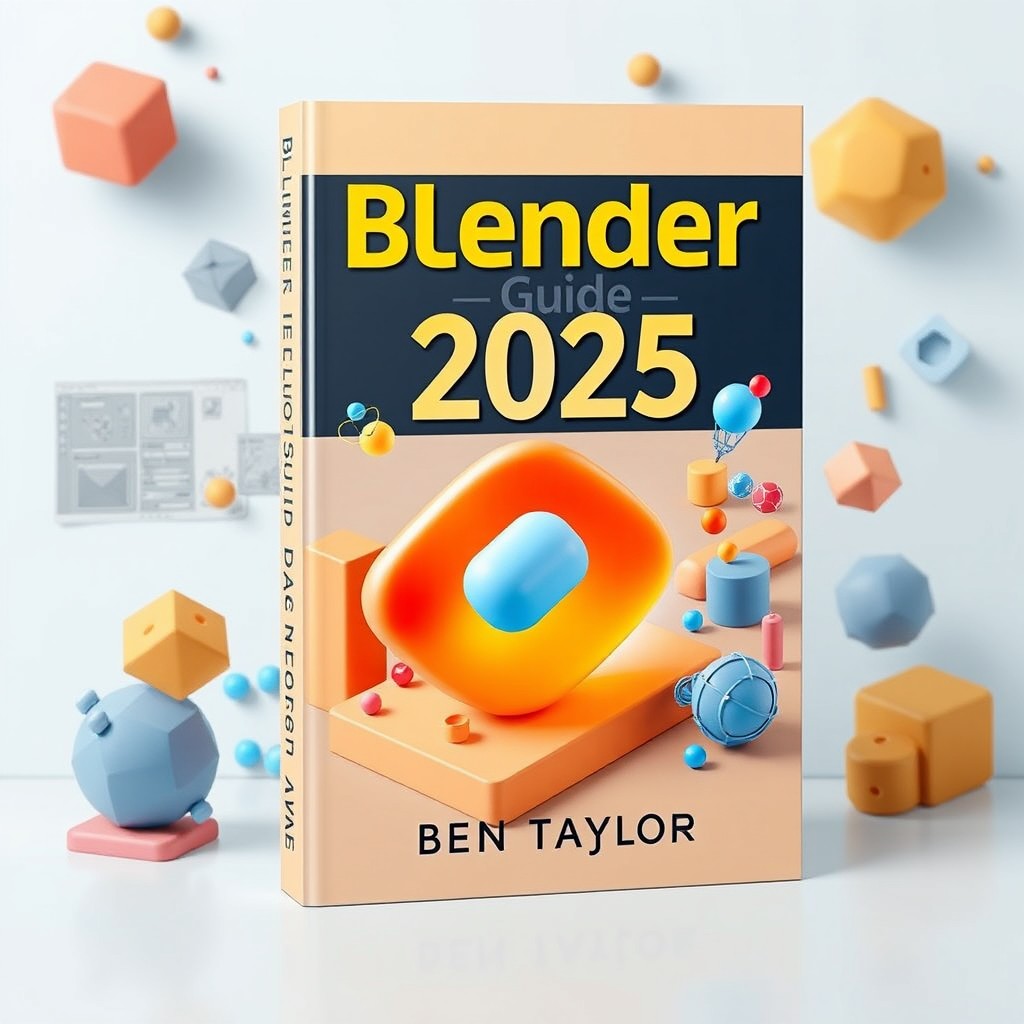 A captivating book cover design for 'Blender 2025 Guide for Beginners' by Ben Taylor, emphasizing the theme of mastering the basics of 3D creation