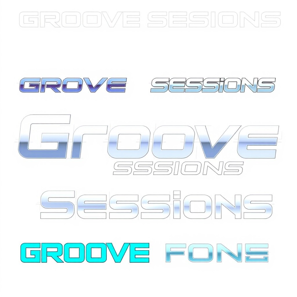 A collection of hyper-modern font designs for 'Groove Sessions'