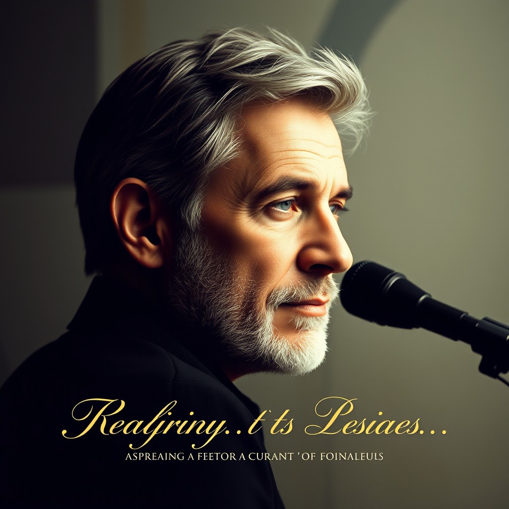 A modern and sophisticated CD cover representing the inspiring journey of a boy who dreamed of being an artist, now at 60 recording his first album
