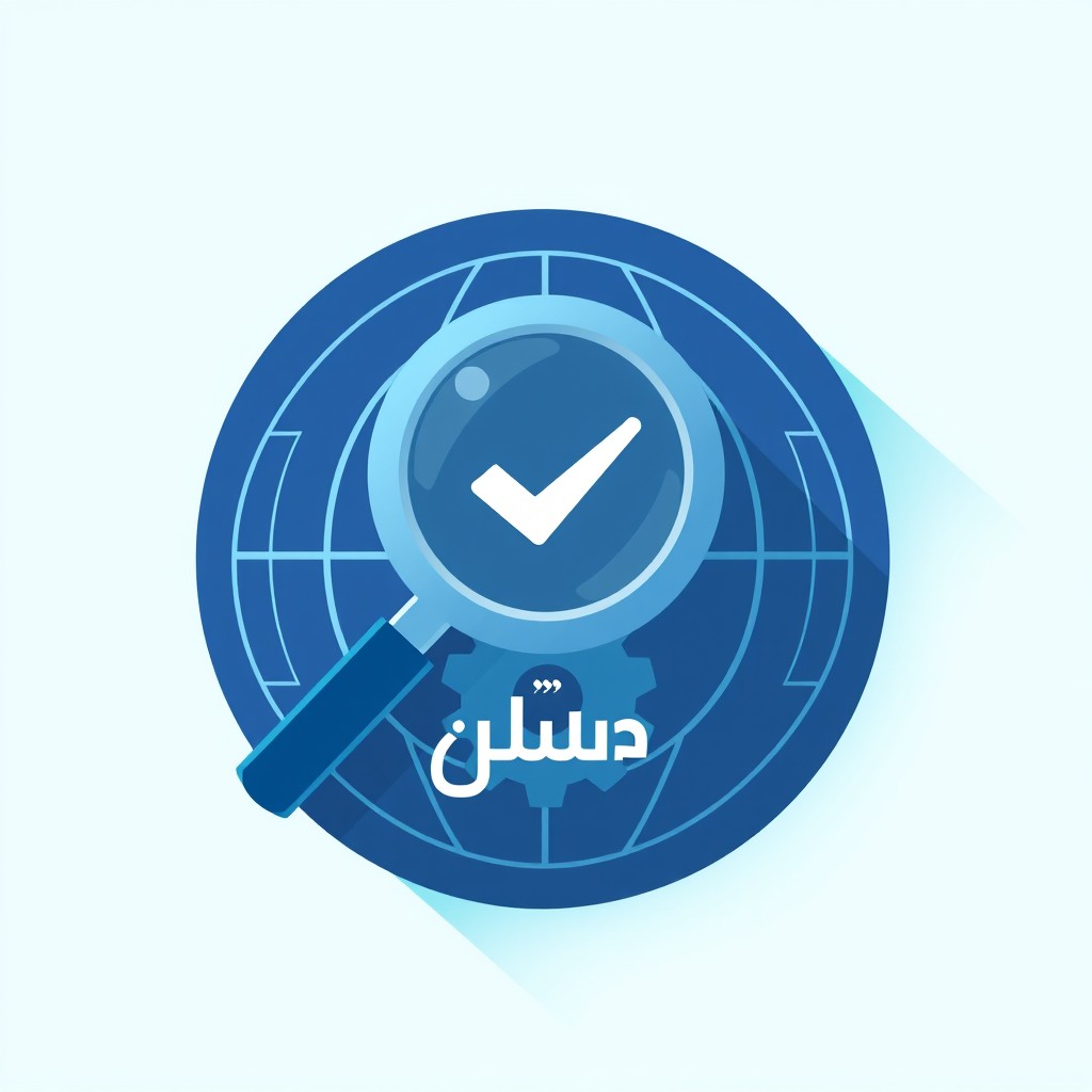 A professional Telegram profile picture for a fact-checking news channel called 'Tahhaqqaqna' (تحقّقنا), designed in a modern flat vector style