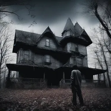 The haunted house depicted in the horror movie had many terrifying creatures, but one unbowed figure stood in defiance of the darkness.
