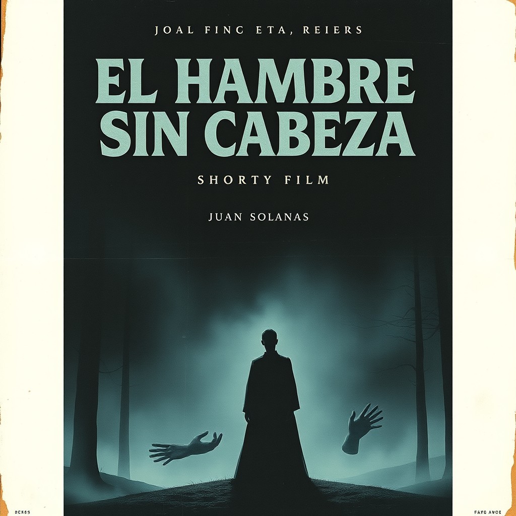 A vintage movie poster for the short film 'El Hombre Sin Cabeza' by Juan Solanas