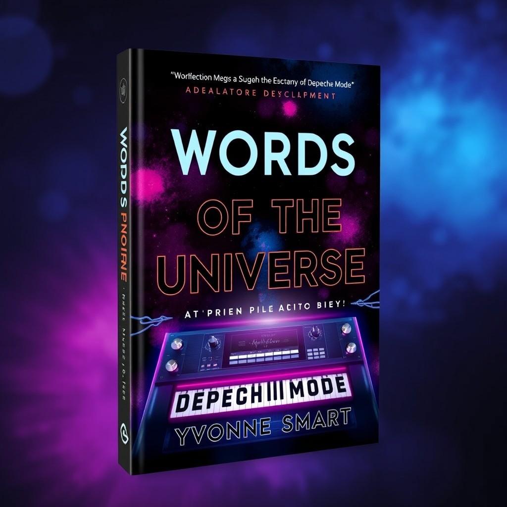 A captivating book cover design for 'Words of the Universe: A Biography of Depeche Mode' by Yvonne Smart