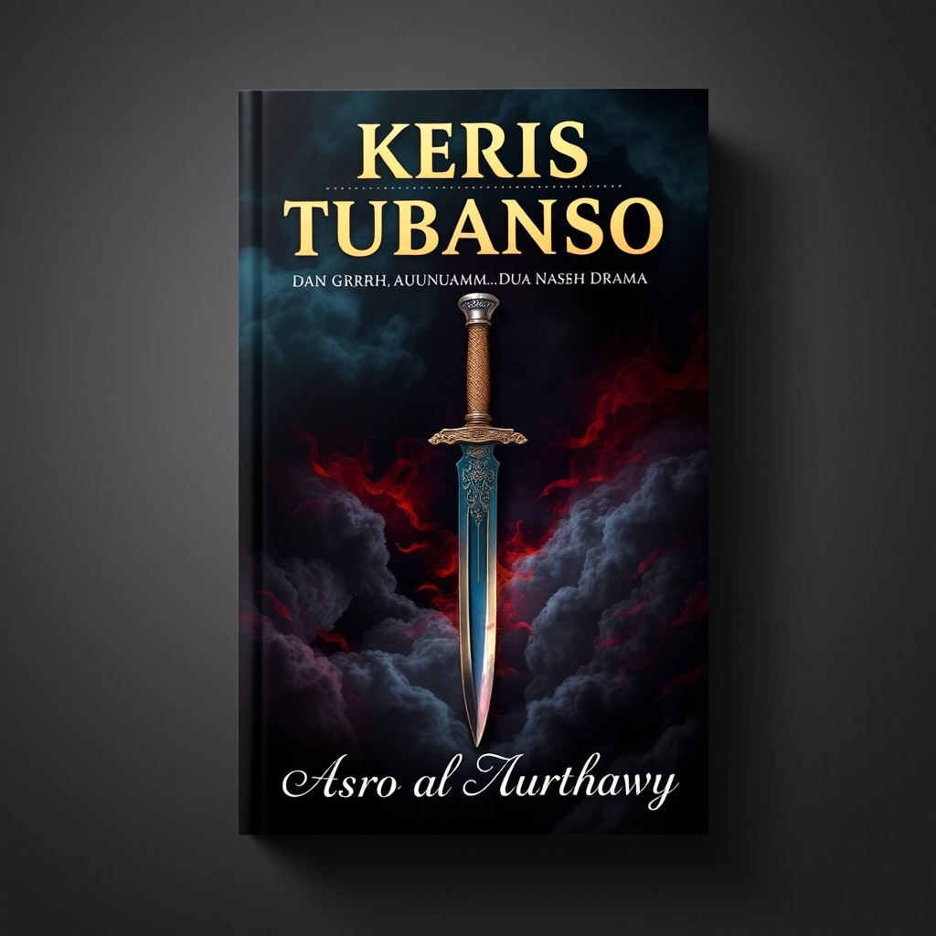A captivating book cover design for 'KERIS TUBANSO DAN GGRRRHH…AAUUUMMM…GGRRRHH: Dua Naskah Drama' by Asro al Murthawy
