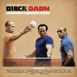 A cinematic movie poster featuring Nick Cage, The Rock, Arnold Schwarzenegger, and Jason Statham