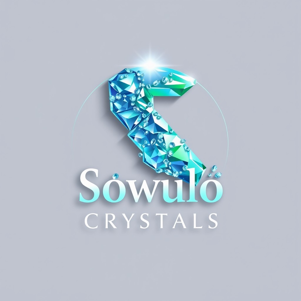 A logo design featuring a stylized, angular letter 'S' made of dazzling crystals, radiating brilliance and reflecting light