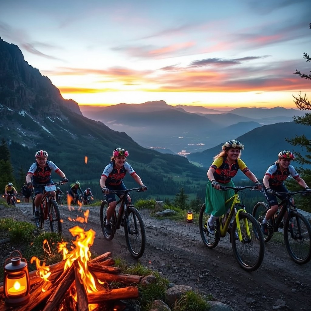 A lively celebration of Noc Kupały featuring mountain biking in the majestic mountains
