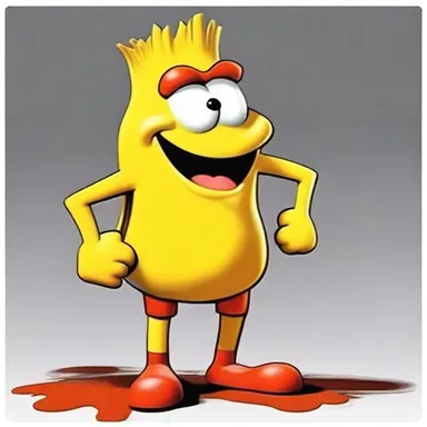 The character in the cartoon series is known for using gamboge as a paint color to create vibrant and eye-catching illustrations.