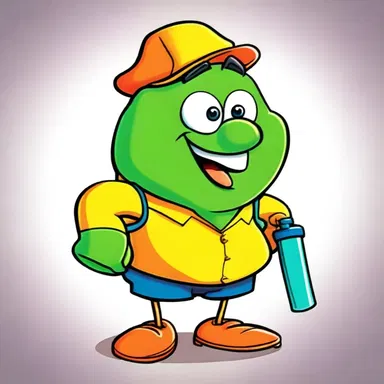 The character in the cartoon series is known for using gamboge as a paint color to create vibrant and eye-catching illustrations.
