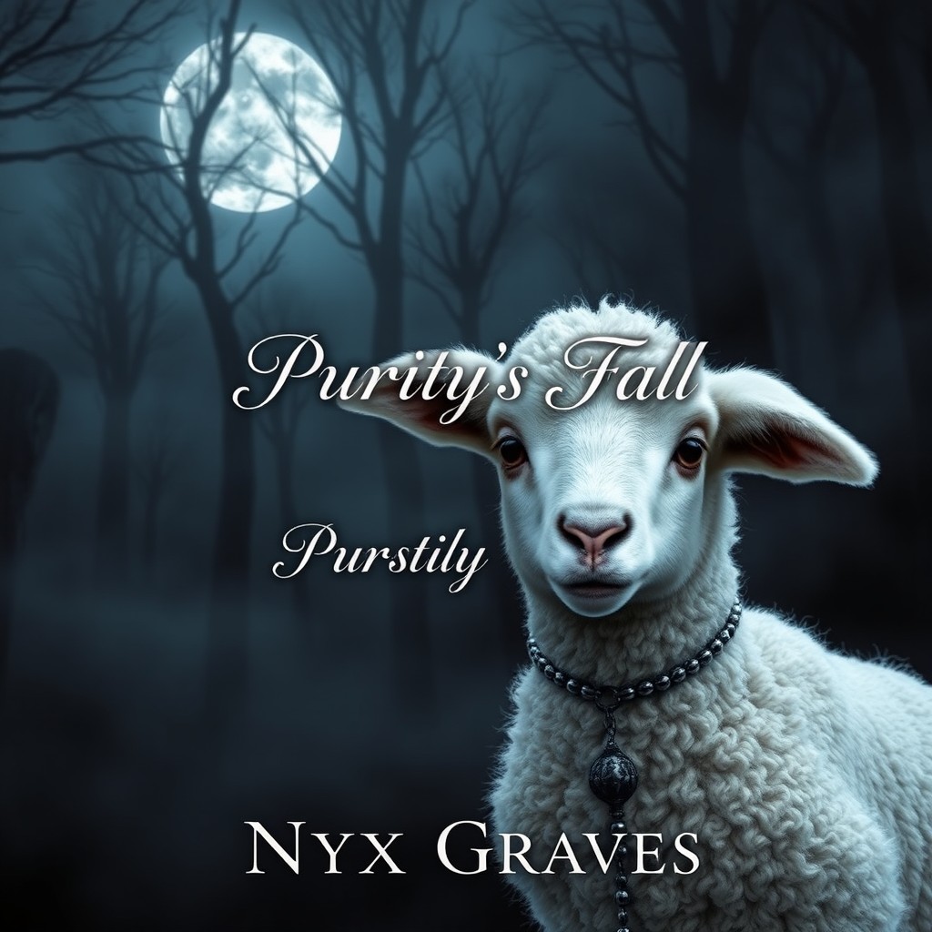A stunning dark romance book cover featuring the title "Purity's Fall" by Nyx Graves artistically integrated into the design