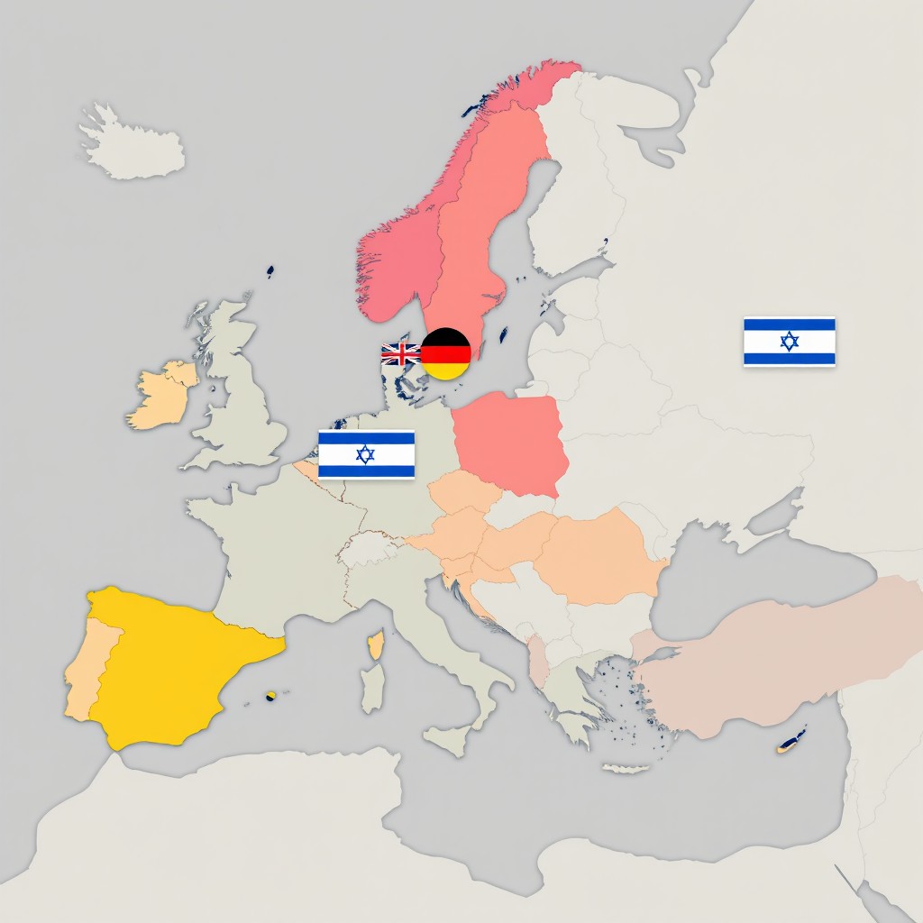 A political map of Europe showcasing the borders as they are in 2025
