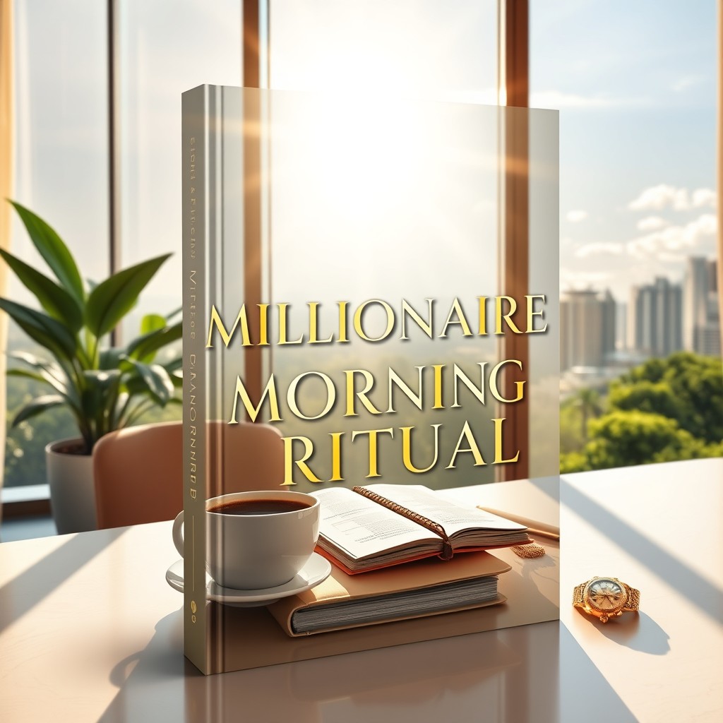 A captivating book cover for a self-help book titled 'Millionaire Morning Ritual'