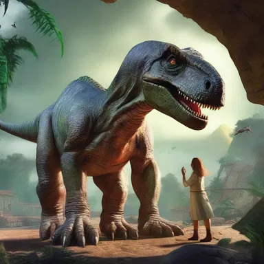 In the science fiction novel, the character uses a time machine to regress back to the era of dinosaurs.