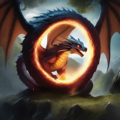In the fantasy novel, the protagonist uses a magical portal to regress back to a time when dragons roamed the earth.
