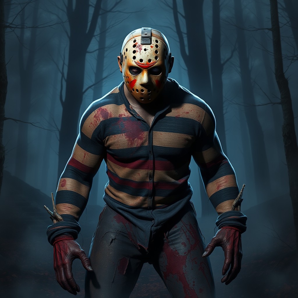 A monstrous entity combining the terrifying features of Jason Voorhees and Freddy Krueger