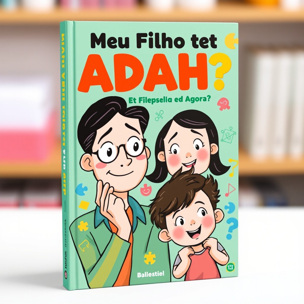 A visually striking book cover for a title about ADHD, "Meu Filho tem TDAH! E Agora?"