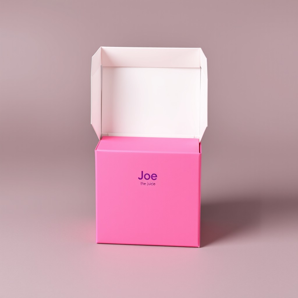 A closed gift box design featuring the Joe and the Juice branding
