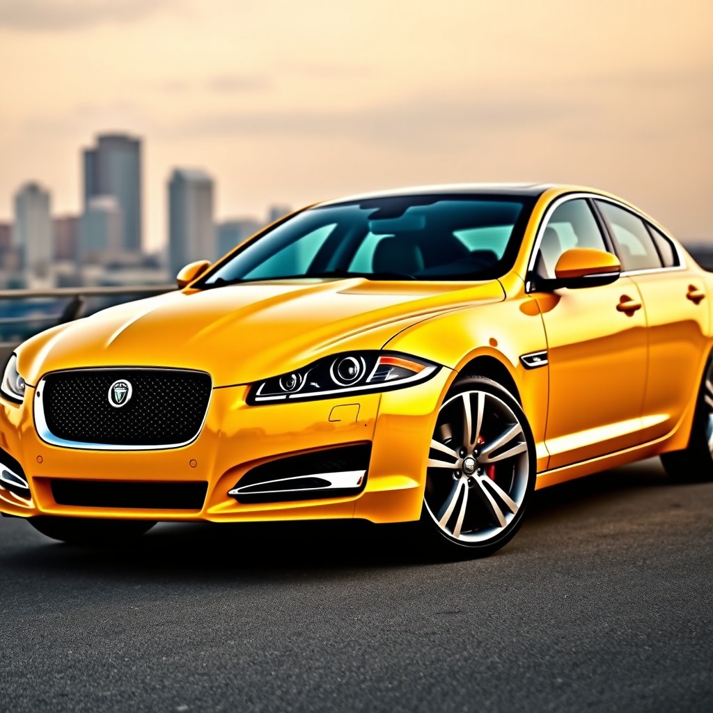 A stunning 2012 Jaguar XF in a vibrant yellow body with a contrasting black roof