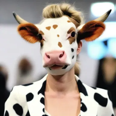 She wore a bovine expression on her face as she reluctantly tried on the latest fashion trends.