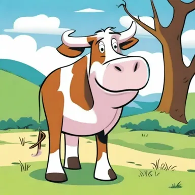 The bovine character in the cartoon moved clumsily, reflecting its dull and slow-moving nature.