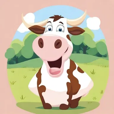 The bovine character in the cartoon show always makes funny jokes.