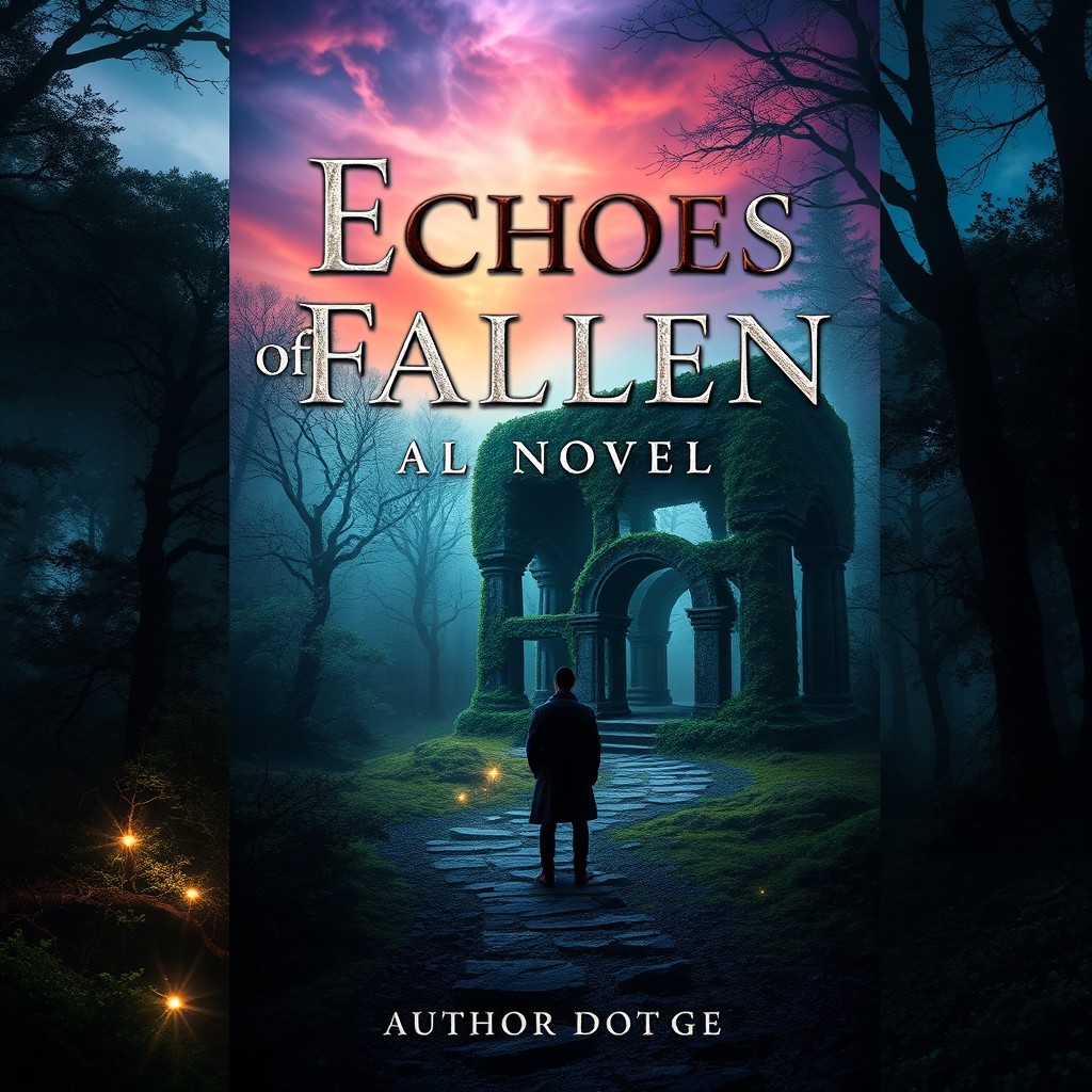 A captivating book cover design for a novel titled 'Echoes of Fallen'