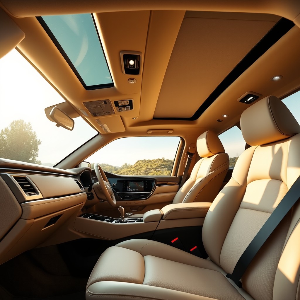 A luxurious interior design of a 2025 Mitsubishi Montero Sport, featuring elegant beige leather seats and upholstery
