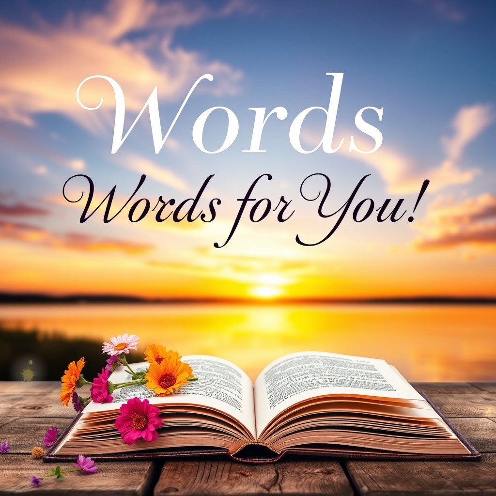 A captivating book cover titled 'Words for You!' in elegant, bold typography