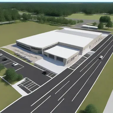 The new building design includes a three-lane parking area to accommodate the increased traffic flow.