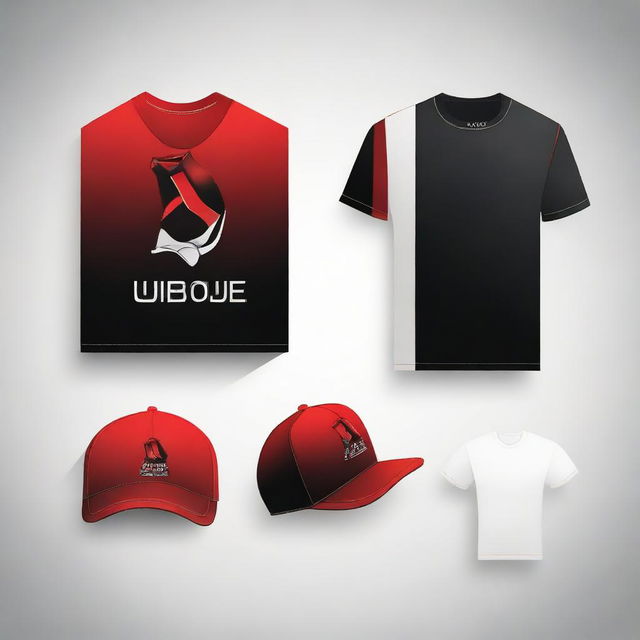 Create a logo for a local clothing brand named 'Ubique'. The design should feature a gradient background transitioning from black to red.