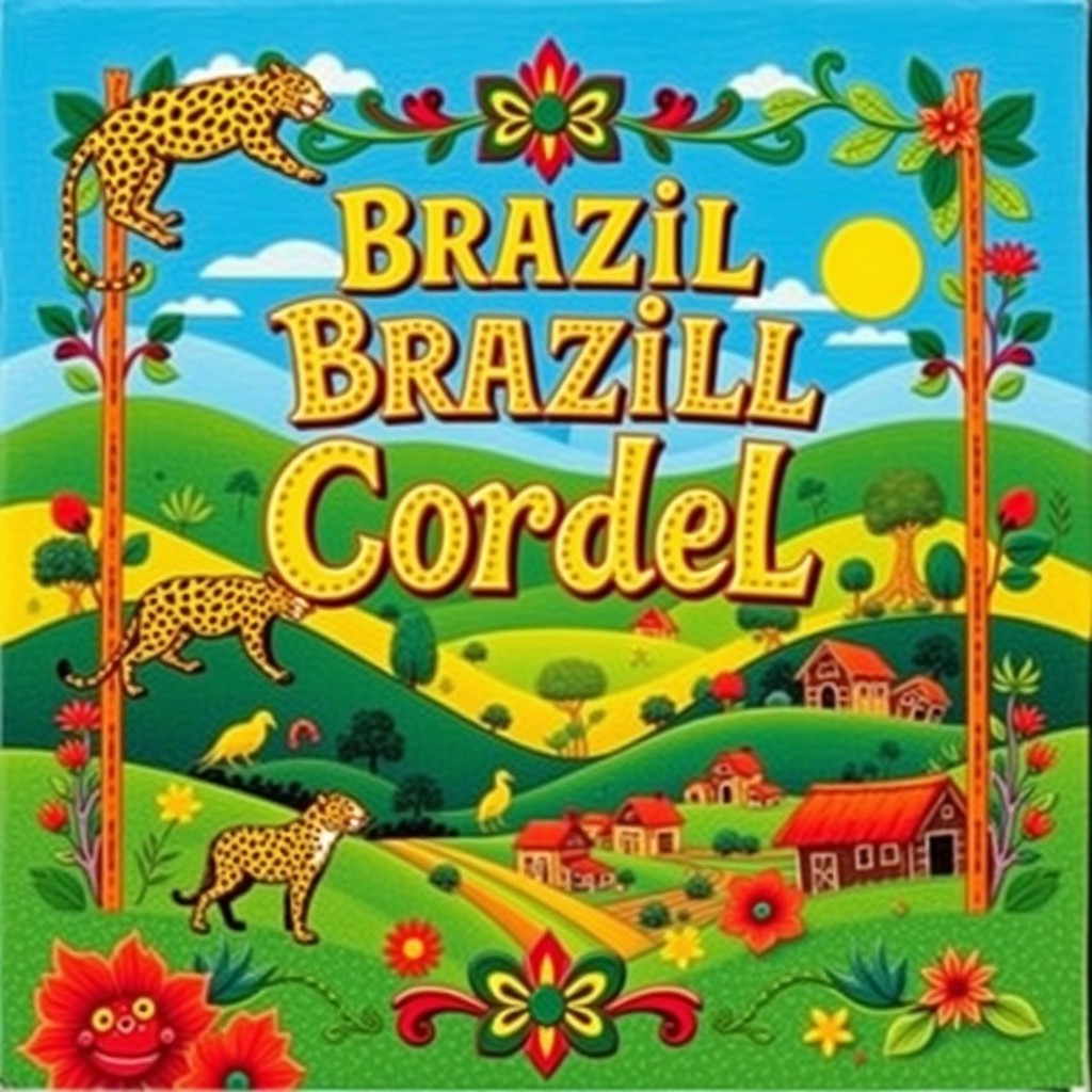 A vibrant and colorful cover for a Brazilian cordel literature book