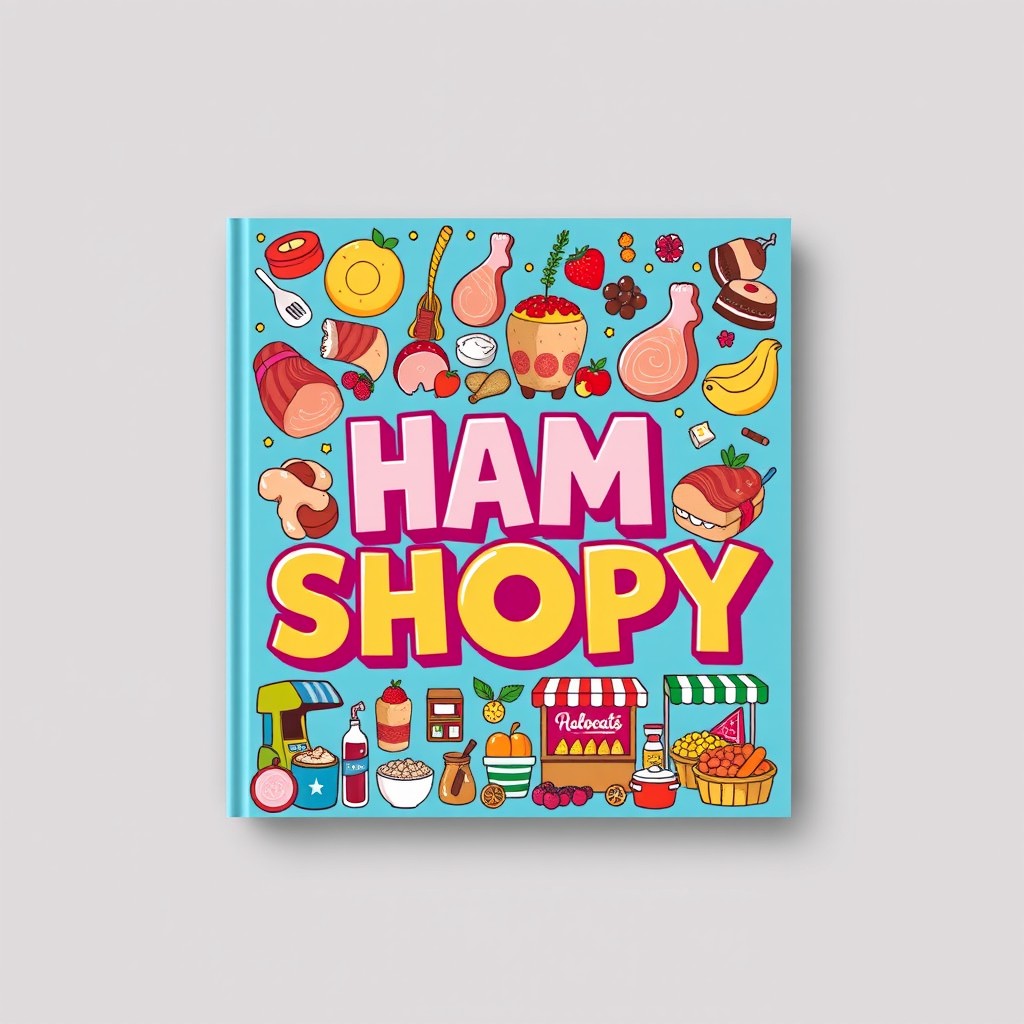 A vibrant and eye-catching cover design featuring the phrase 'HAM SHOPY' in bold and creative typography