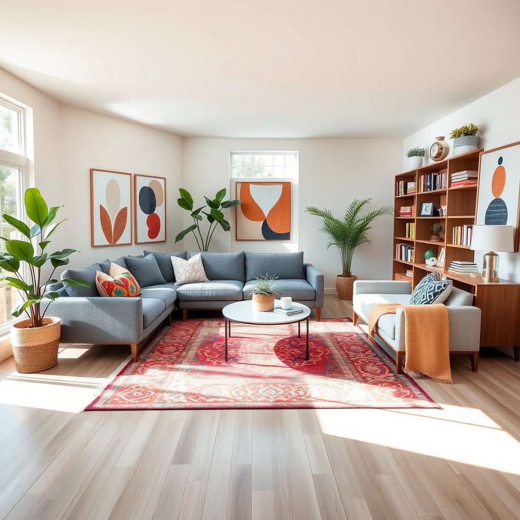 A beautifully decorated 12x24 living room featuring modern furnishings