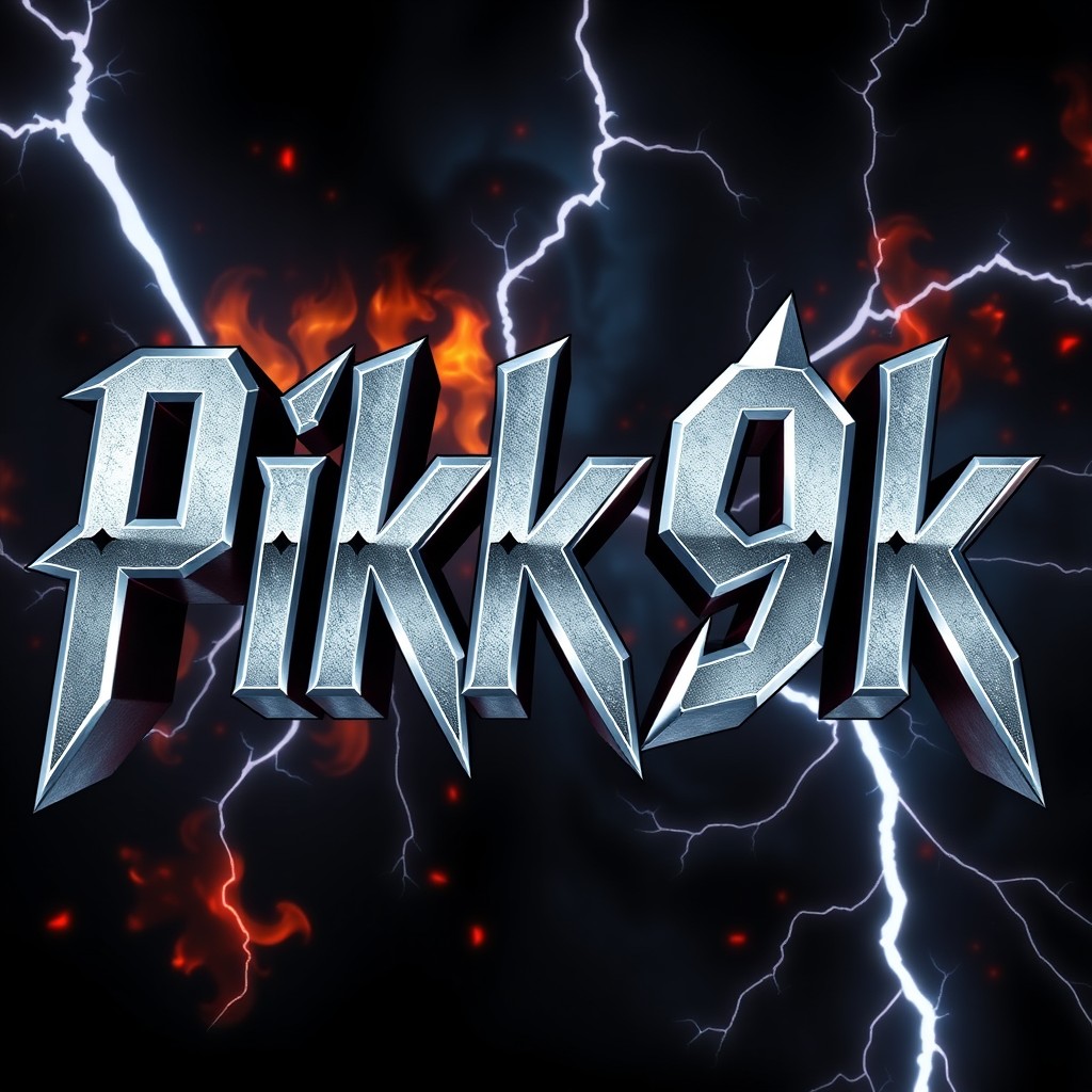 The text 'Pikk9k' displayed prominently in heavy metal style letters, with an edgy and aggressive design