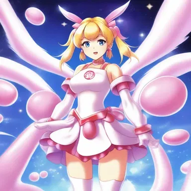The magical girl transformed into a milch-producing creature to fight against the evil forces.